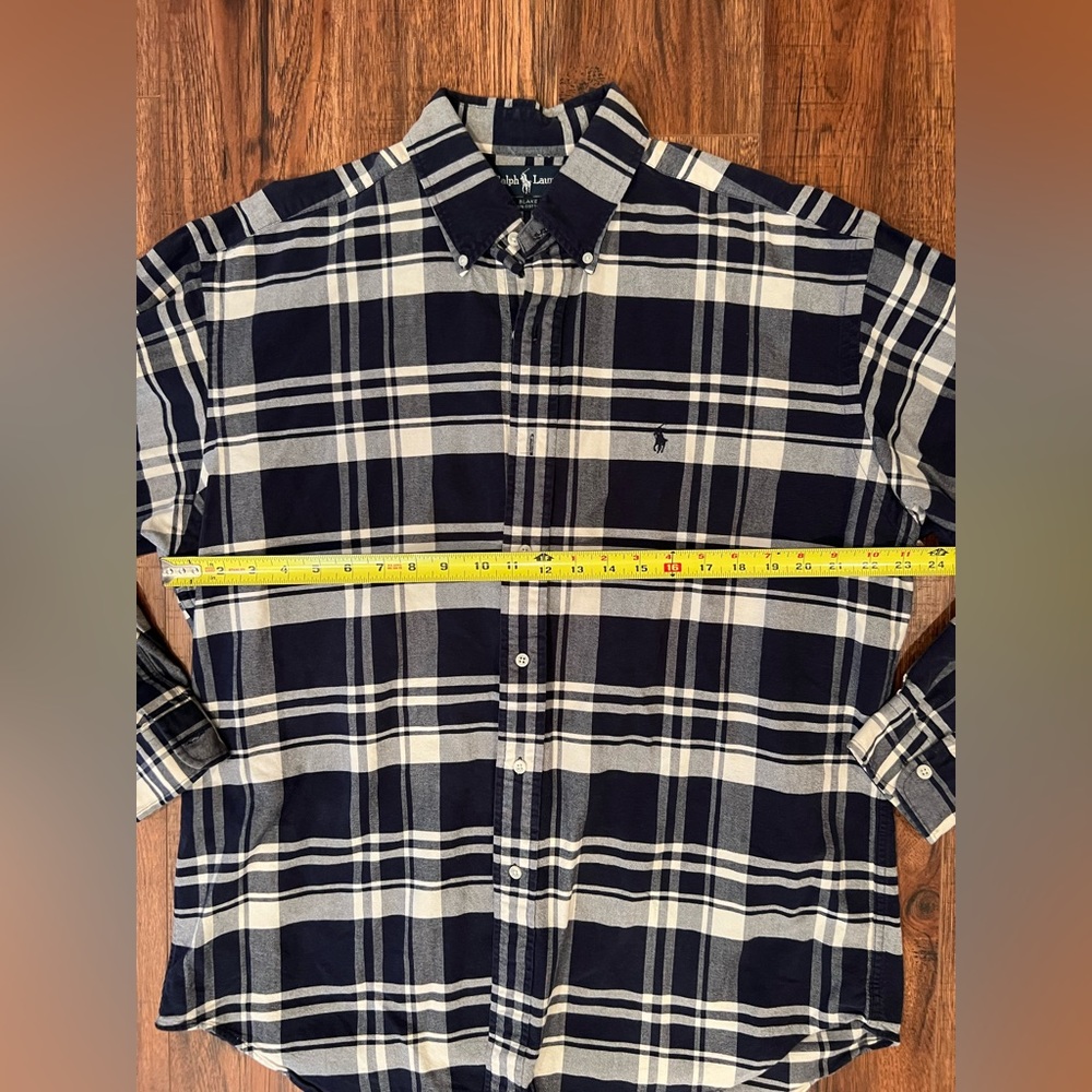 Polo Ralph Lauren Button Down Shirt Men's L Blake Long Sleeve Navy Plaid